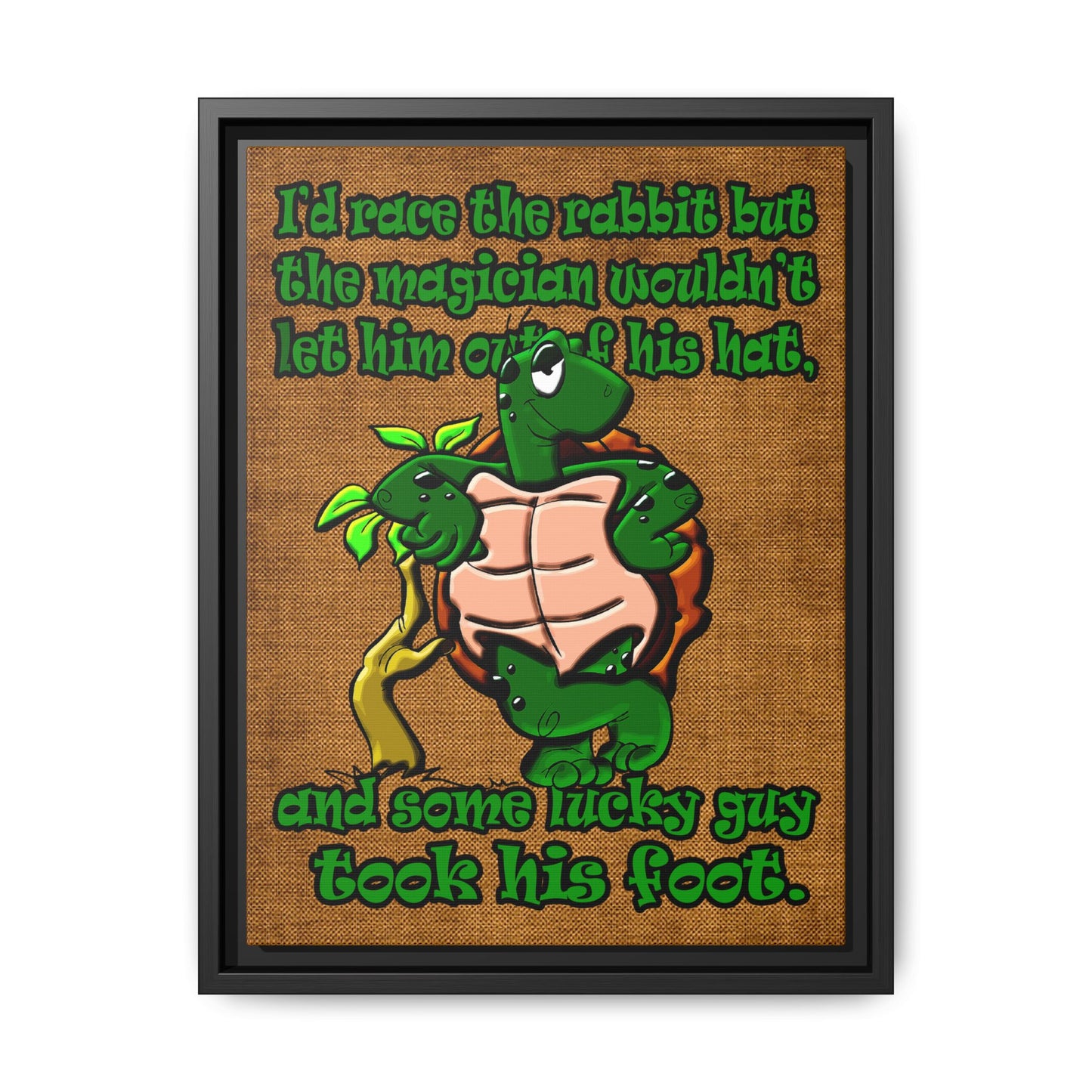 turtle race - framed canvas art (brown papyrus)
