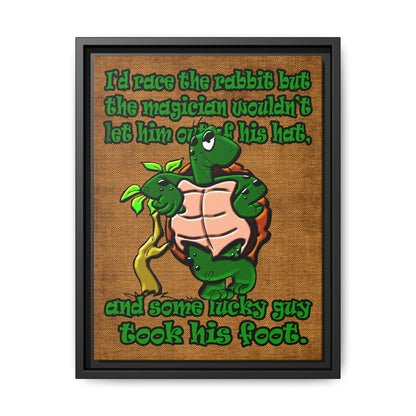 turtle race - framed canvas art (brown papyrus)