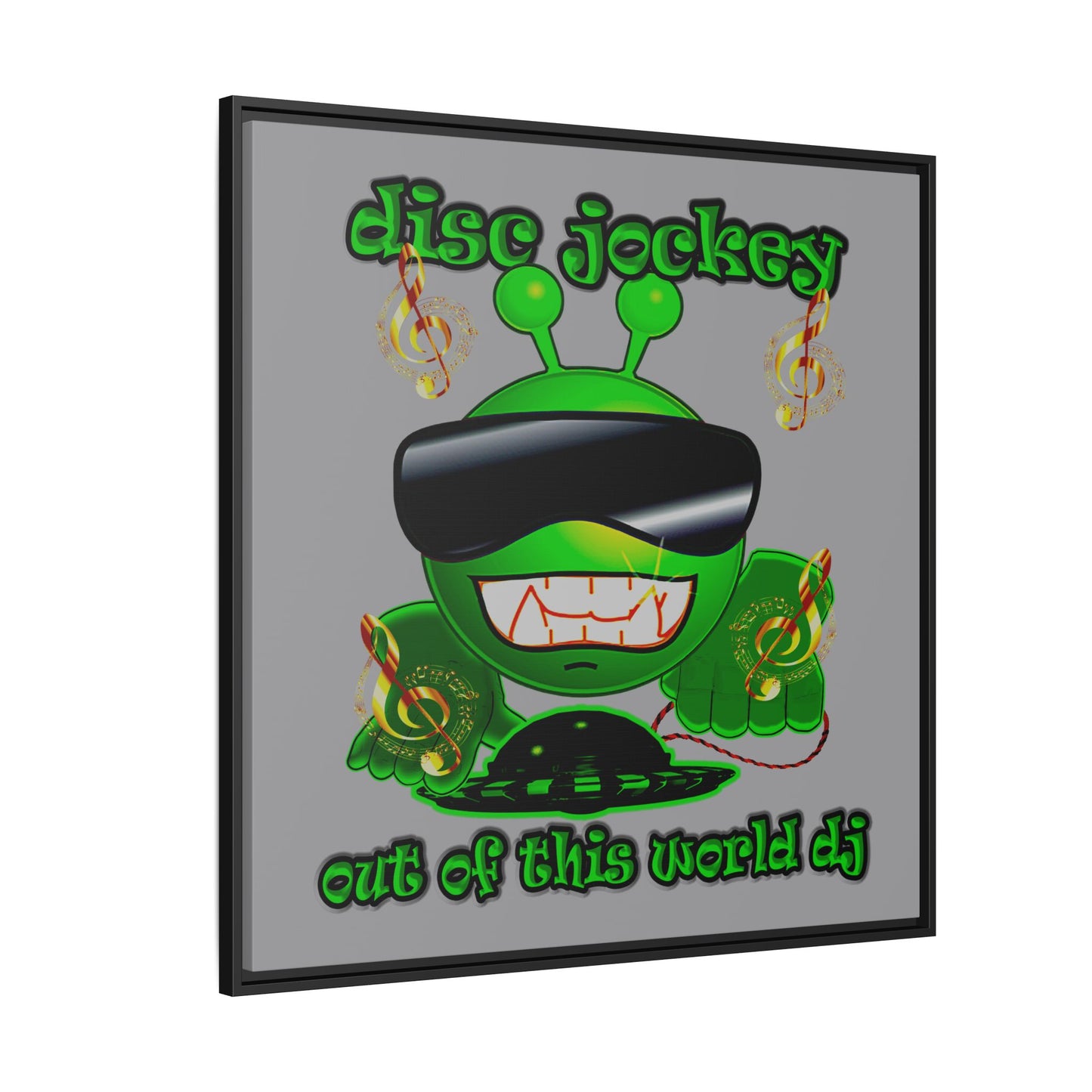 disc jockey - framed canvas art (grey)