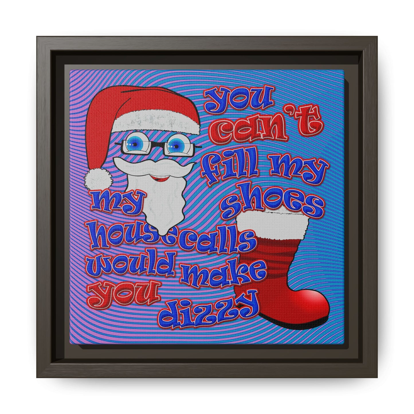 santa's shoes - framed canvas art (light blue-purple wave)