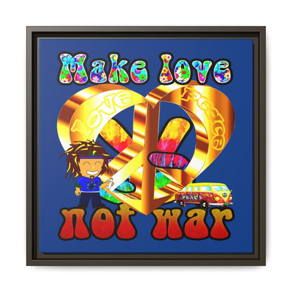 love peace - framed canvas art (dark blue)