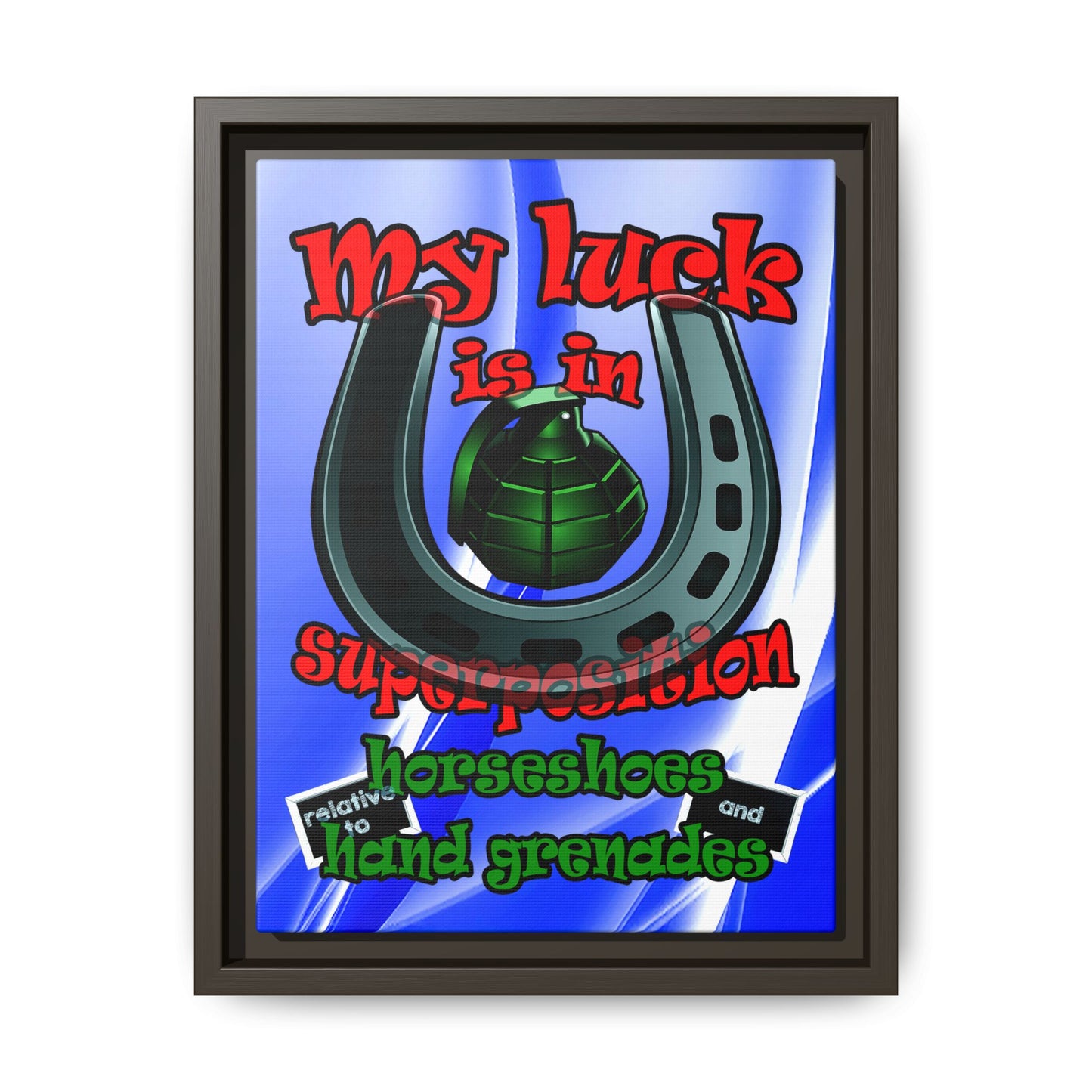 my luck - framed canvas art (blue-white wave)
