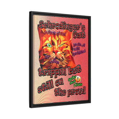 schrodinger's cat - framed canvas art (yellow-orange wave)