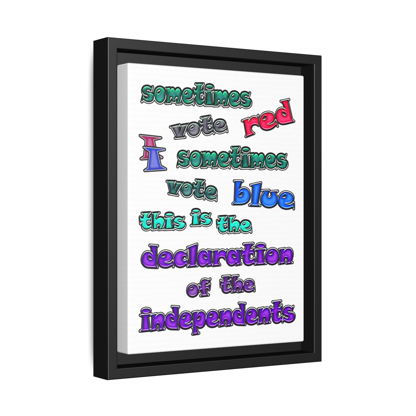 declaration of the independents - framed canvas art (white)