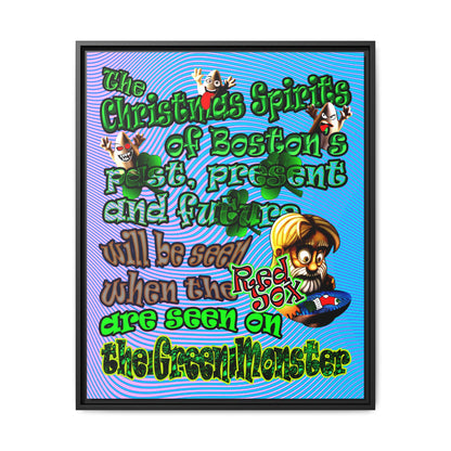 christmas spirits of boston - framed canvas art (light blue-purple wave)