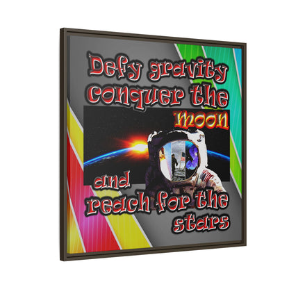defy conquer reach - framed canvas art (rainbow split)