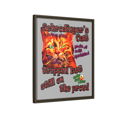 schrodinger's cat - framed canvas art (light grey)