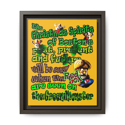 christmas spirits of boston - framed canvas art (yellow)