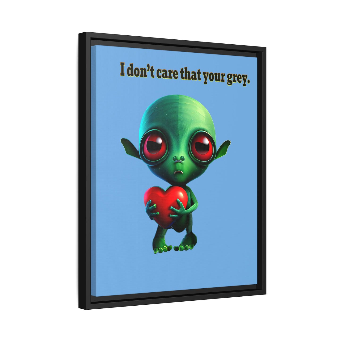 I don't care that your grey - framed canvas art (light blue)