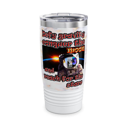 defy conquer reach - Ringneck Tumbler, 20oz (white marble)