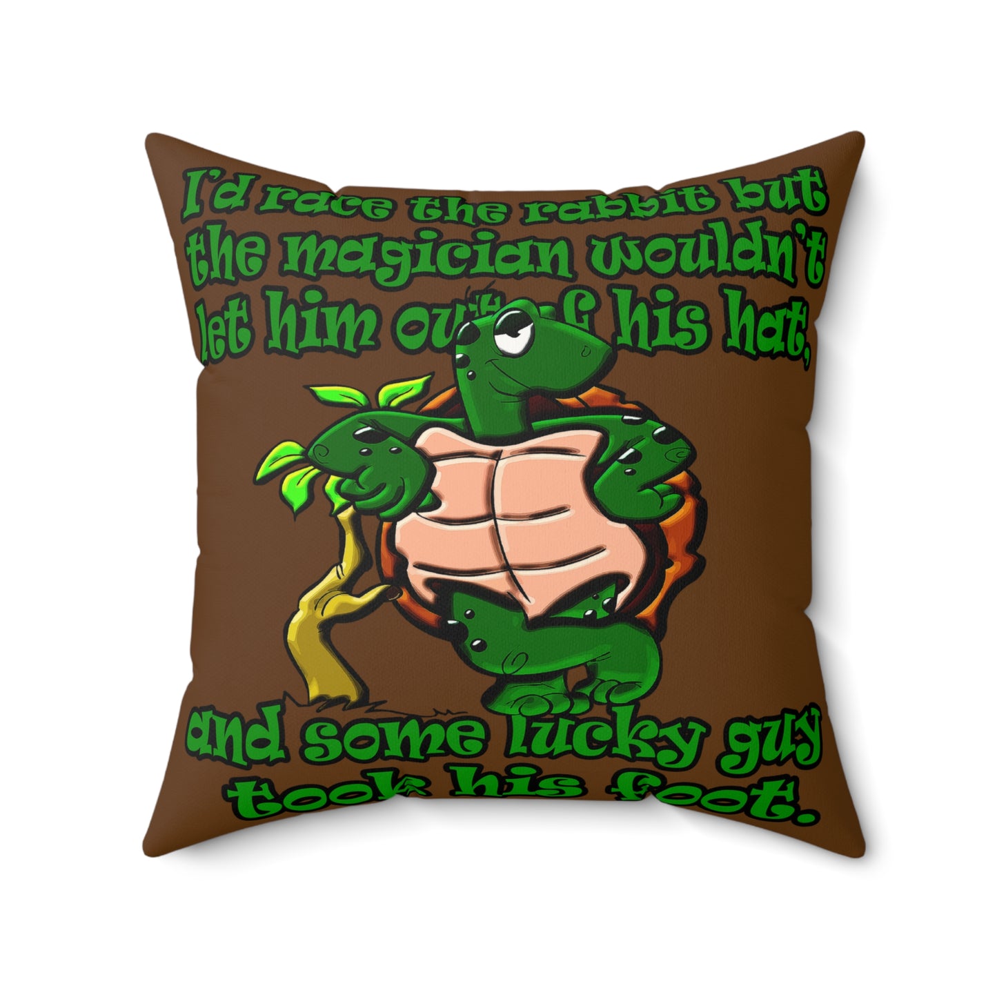 turtle race - Faux Suede Square Pillow - (brown)