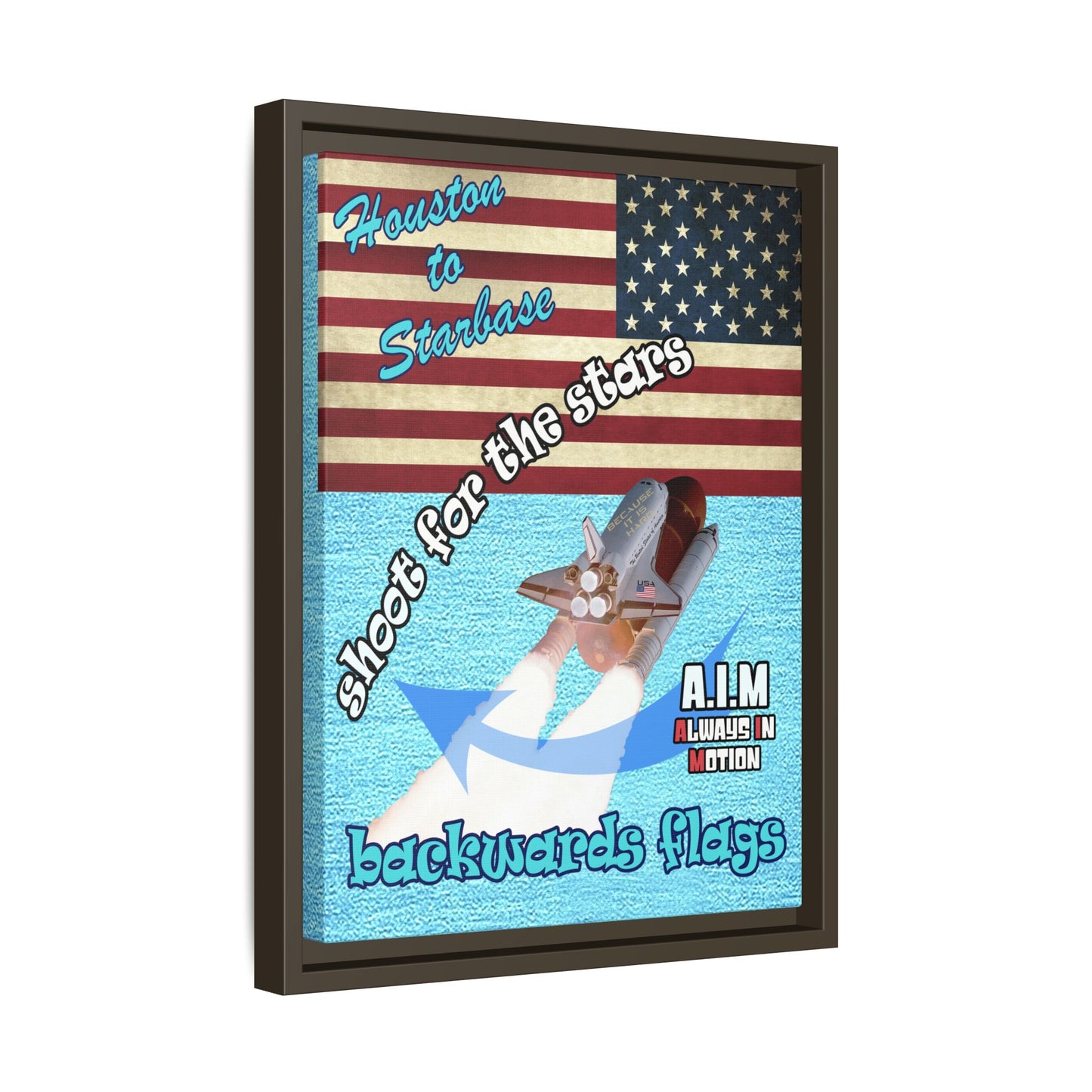 shoot for the stars - framed canvas art (faded blue)