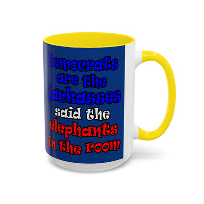 donkeys and elephants - Accent Mug (dark blue)