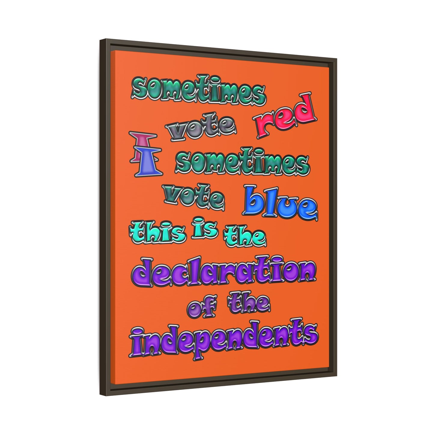 declaration of the independents - framed canvas art (orange)