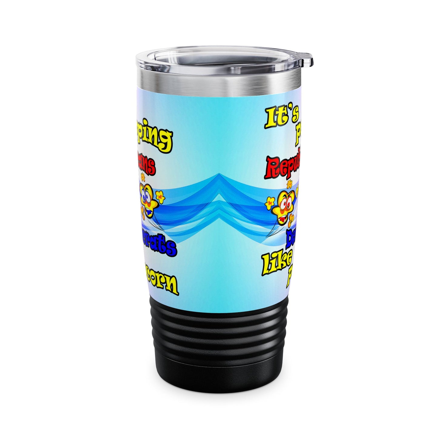 popping like popcorn - Ringneck Tumbler, 20oz (light blue-pink wave)