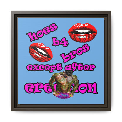 hoes b4 bros - framed canvas art (light blue)