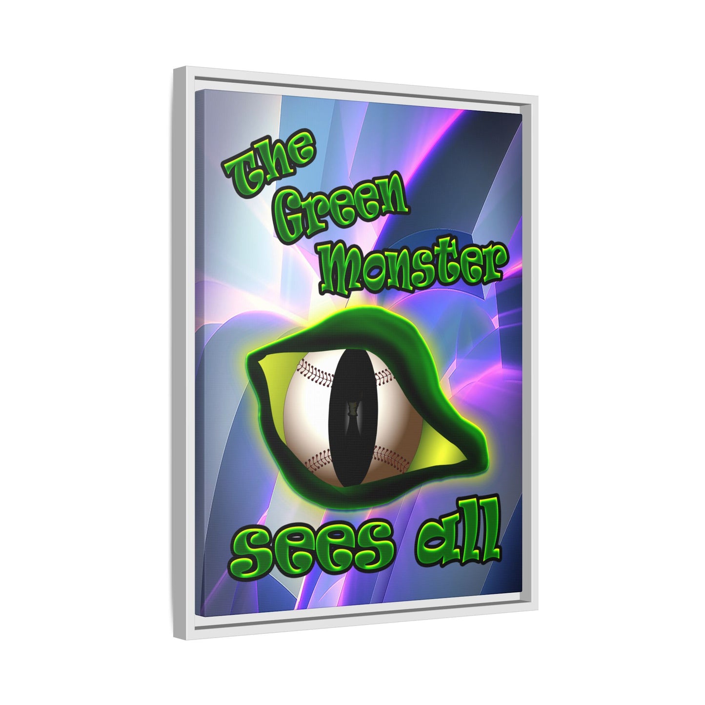 green monster - framed canvas art (grey-pink wave)