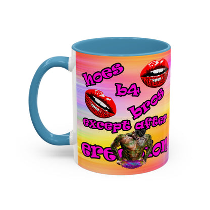 hoes b4 bros - Accent Mug (color blur)