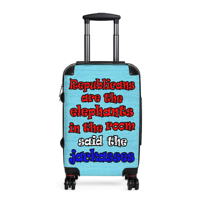donkeys and elephants - Suitcase (faded blue)