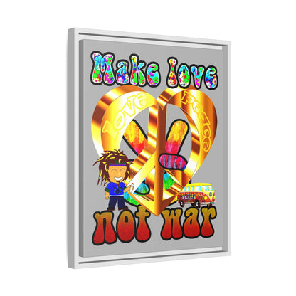 love peace - framed canvas art (light grey)