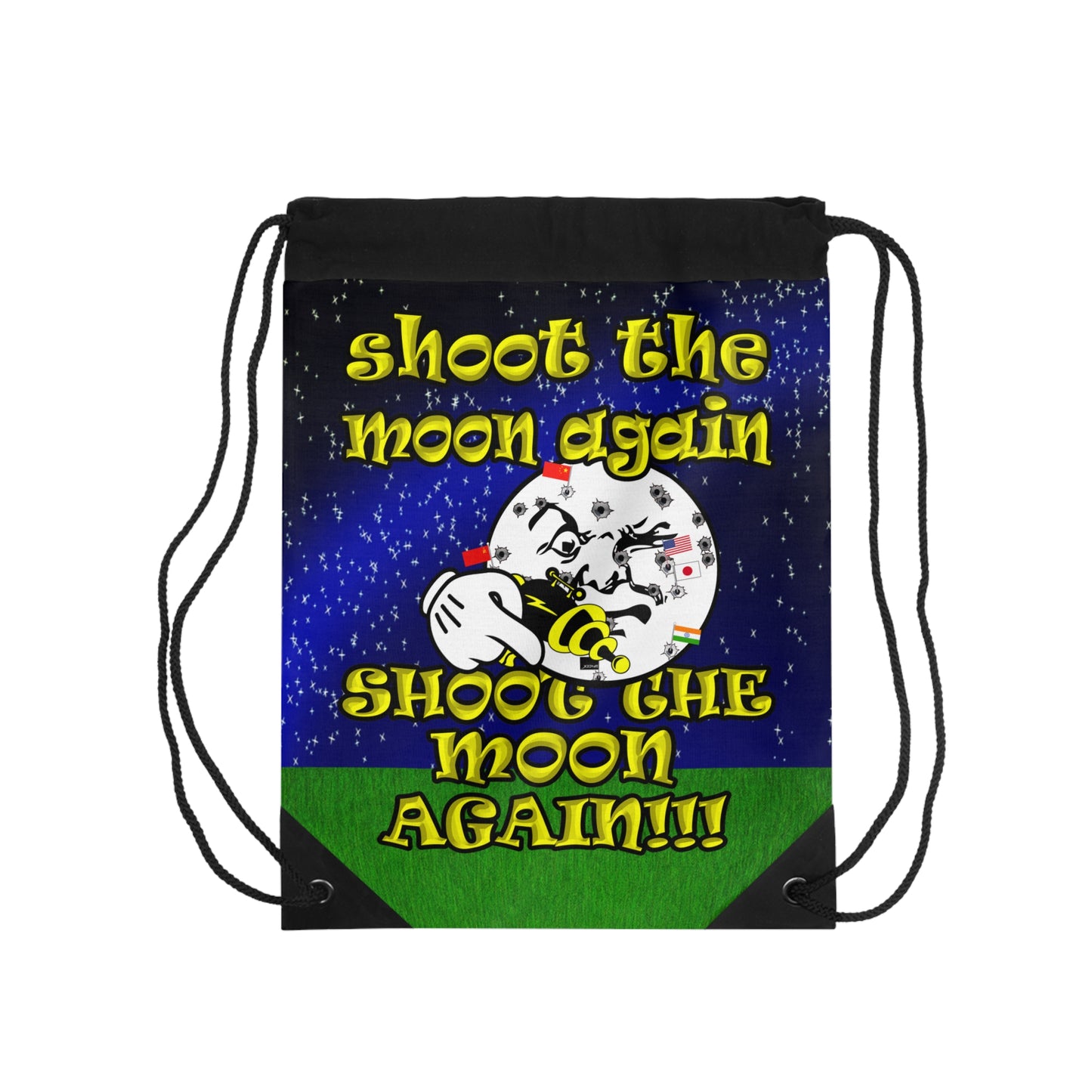 shoot the moon again - Drawstring Bag ('snoops' background)