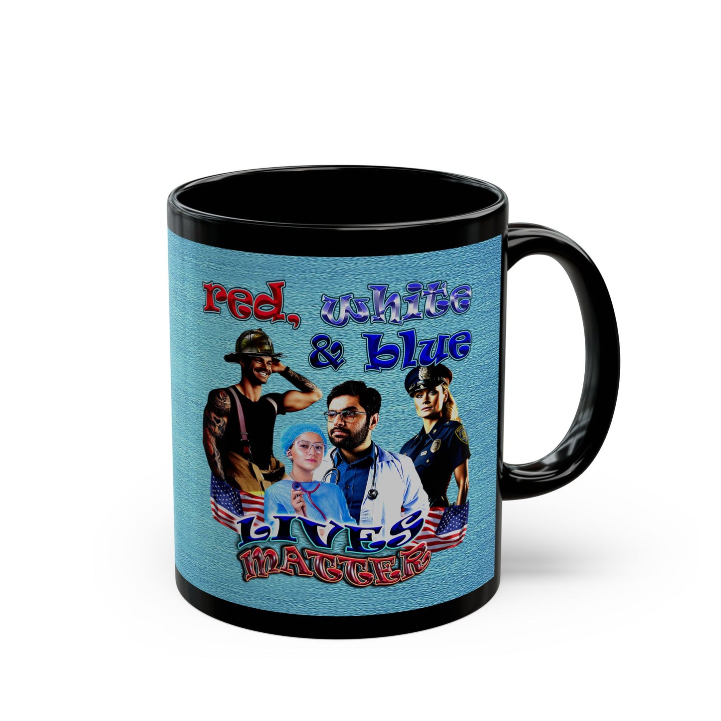 rw&b lives matter - Black Mug (faded blue)