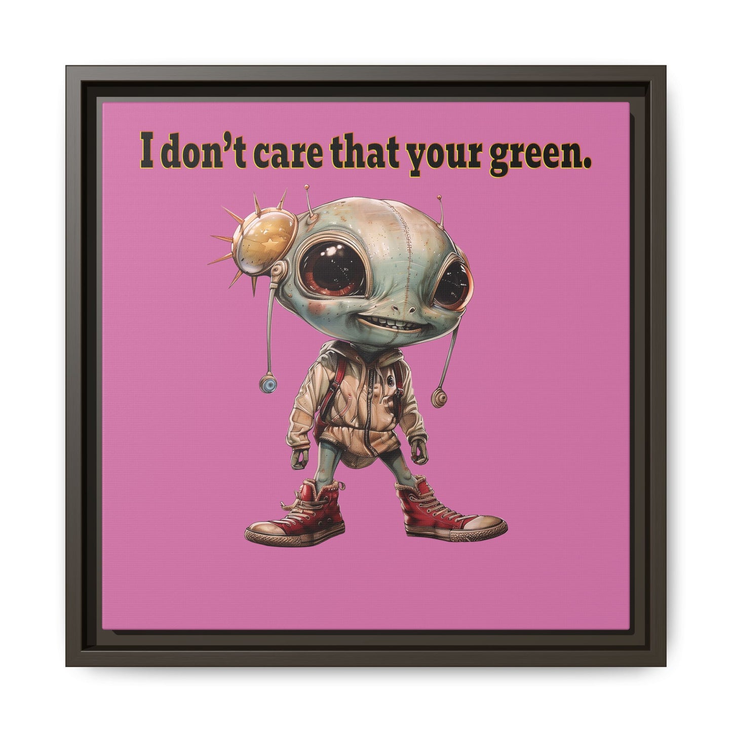 I don't care that your green - framed canvas art (light pink)