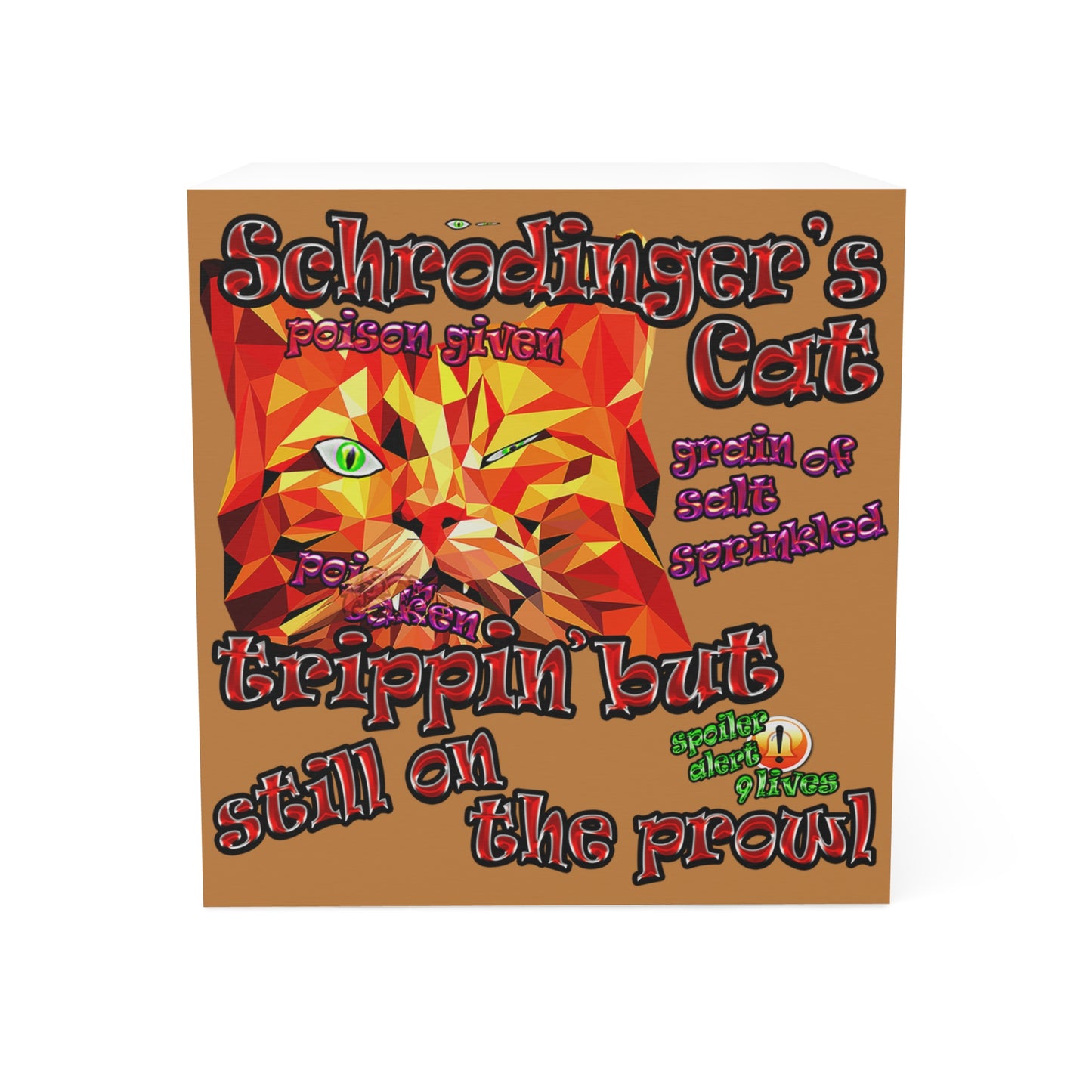 schrodinger's cat - note cube (light brown)