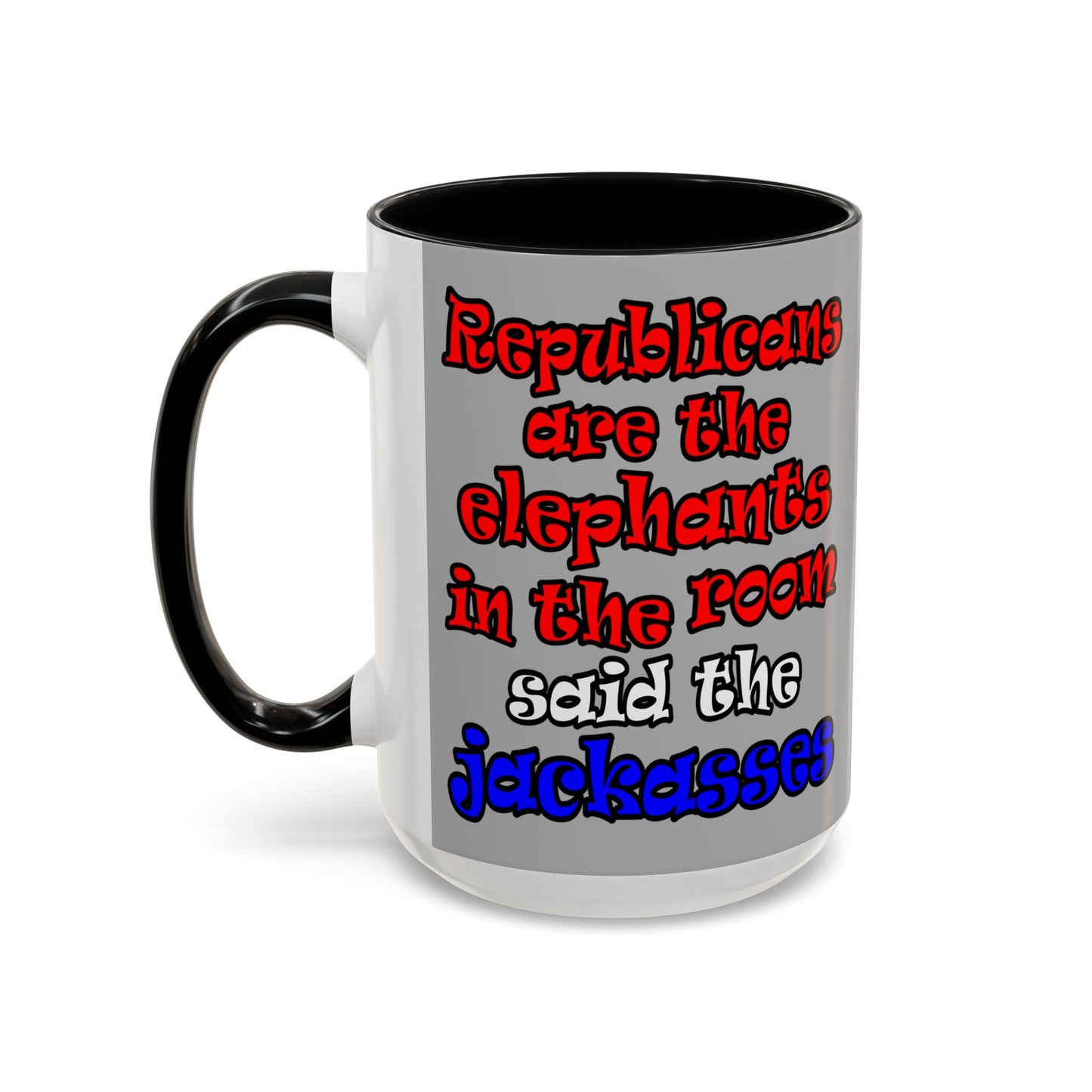 donkeys and elephants - Accent Mug (light grey)