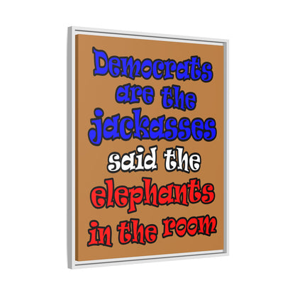 donkeys and elephants - framed canvas art (light brown)