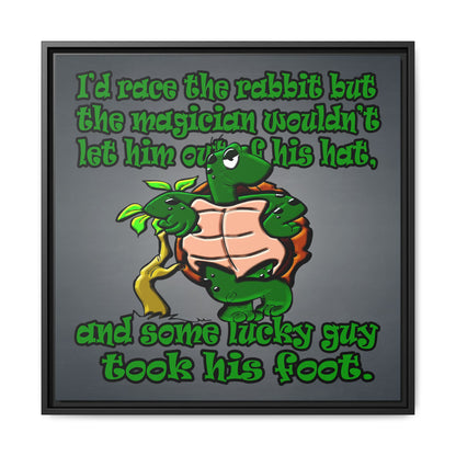 turtle race - framed canvas art (grey-light grey)