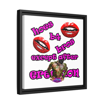 hoes b4 bros - framed canvas art (white)