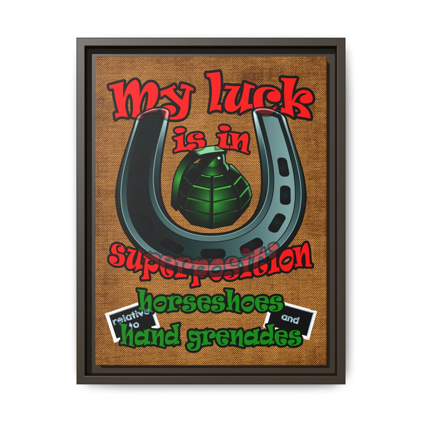 my luck - framed canvas art (brown papyrus)