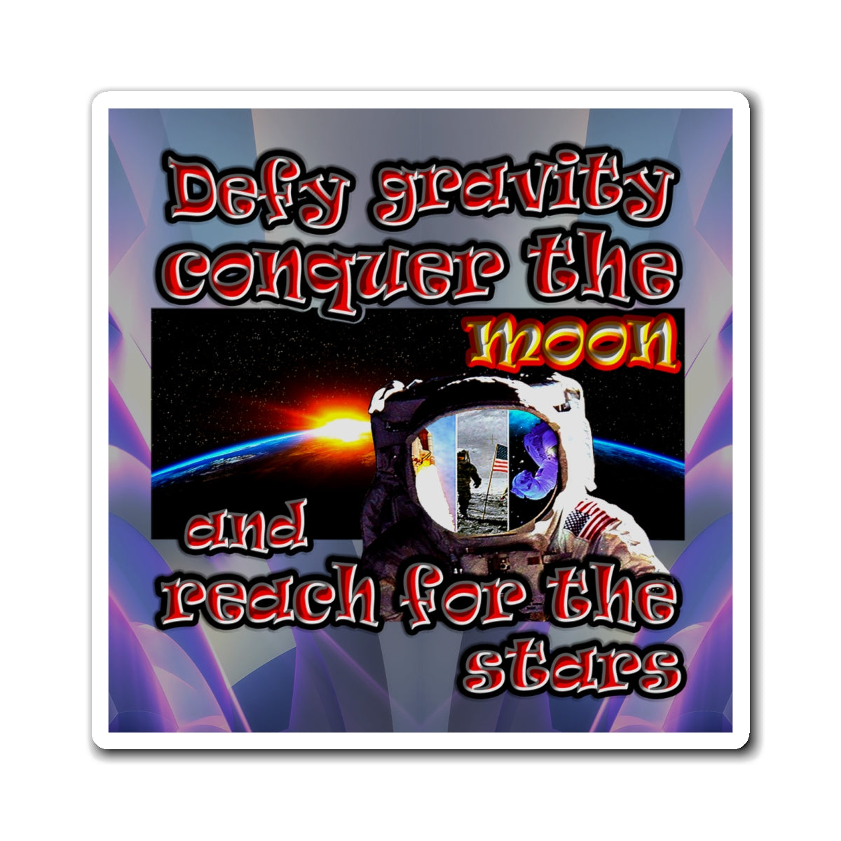defy conquer reach - Magnets - (grey-pink wave)