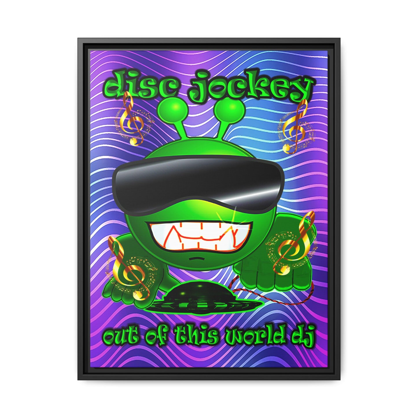 disc jockey - framed canvas art (purple wave)