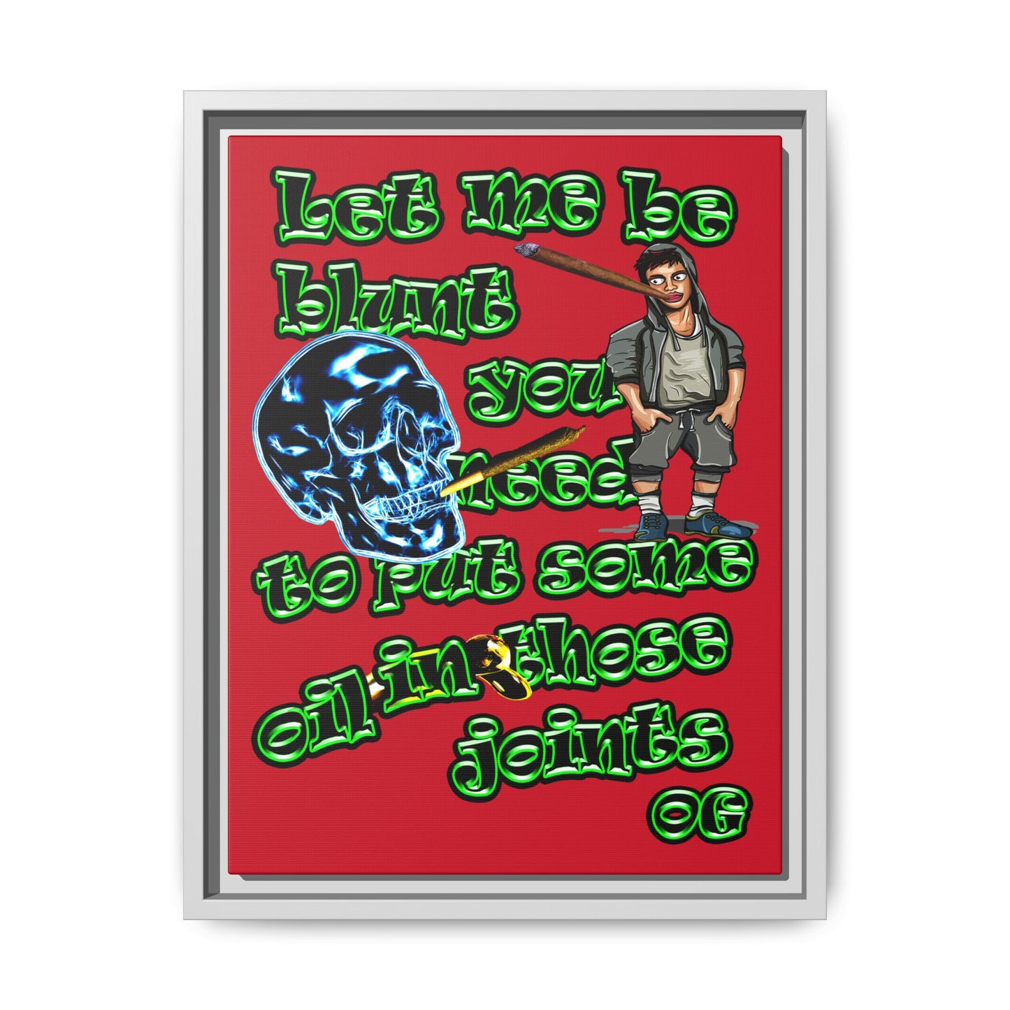 og - framed canvas art (dark red)