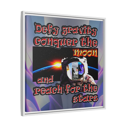 defy conquer reach - framed canvas art (grey-pink wave)