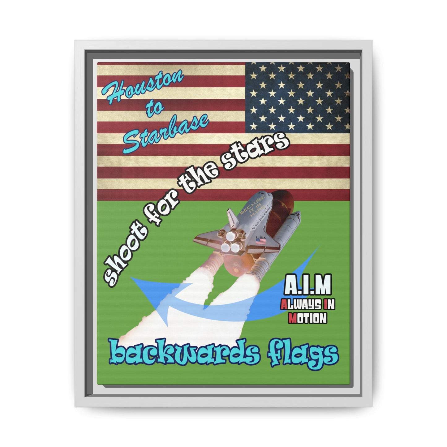 shoot for the stars - framed canvas art (green)