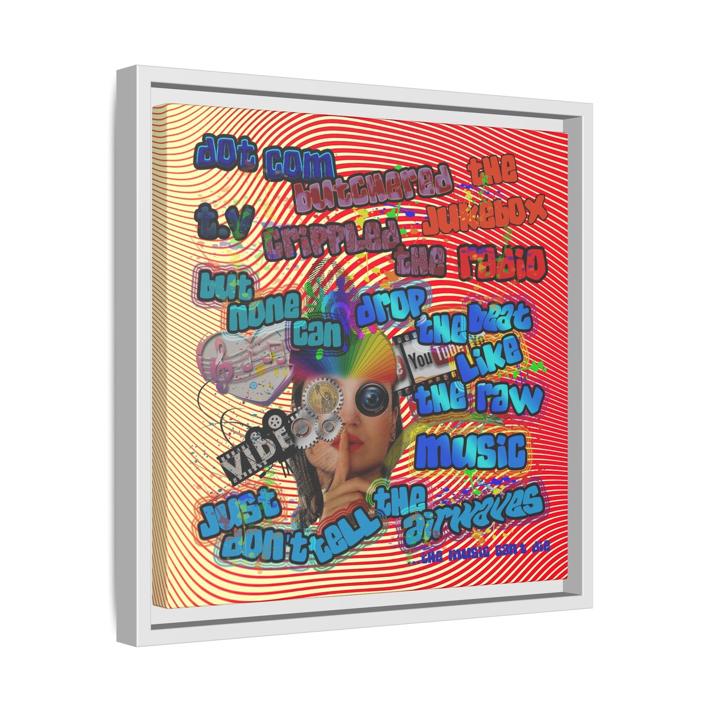 drop the beat - framed canvas art (yellow-orange wave)