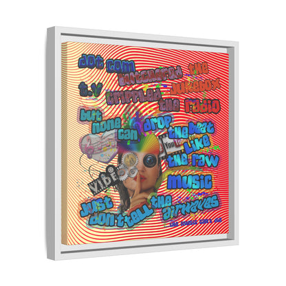drop the beat - framed canvas art (yellow-orange wave)