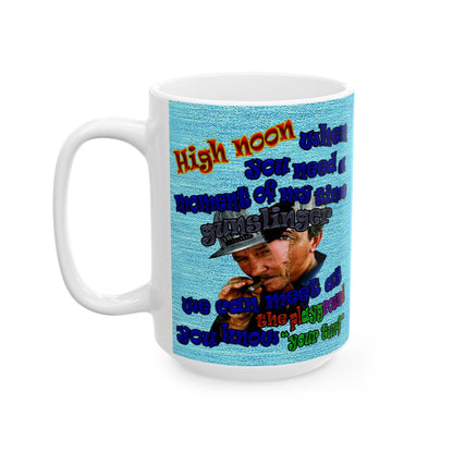 high noon - White Mug (faded blue)