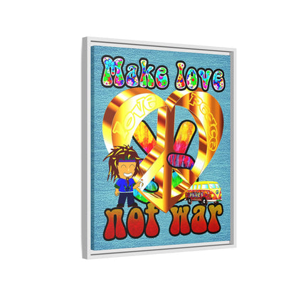 love peace - framed canvas art (faded blue)