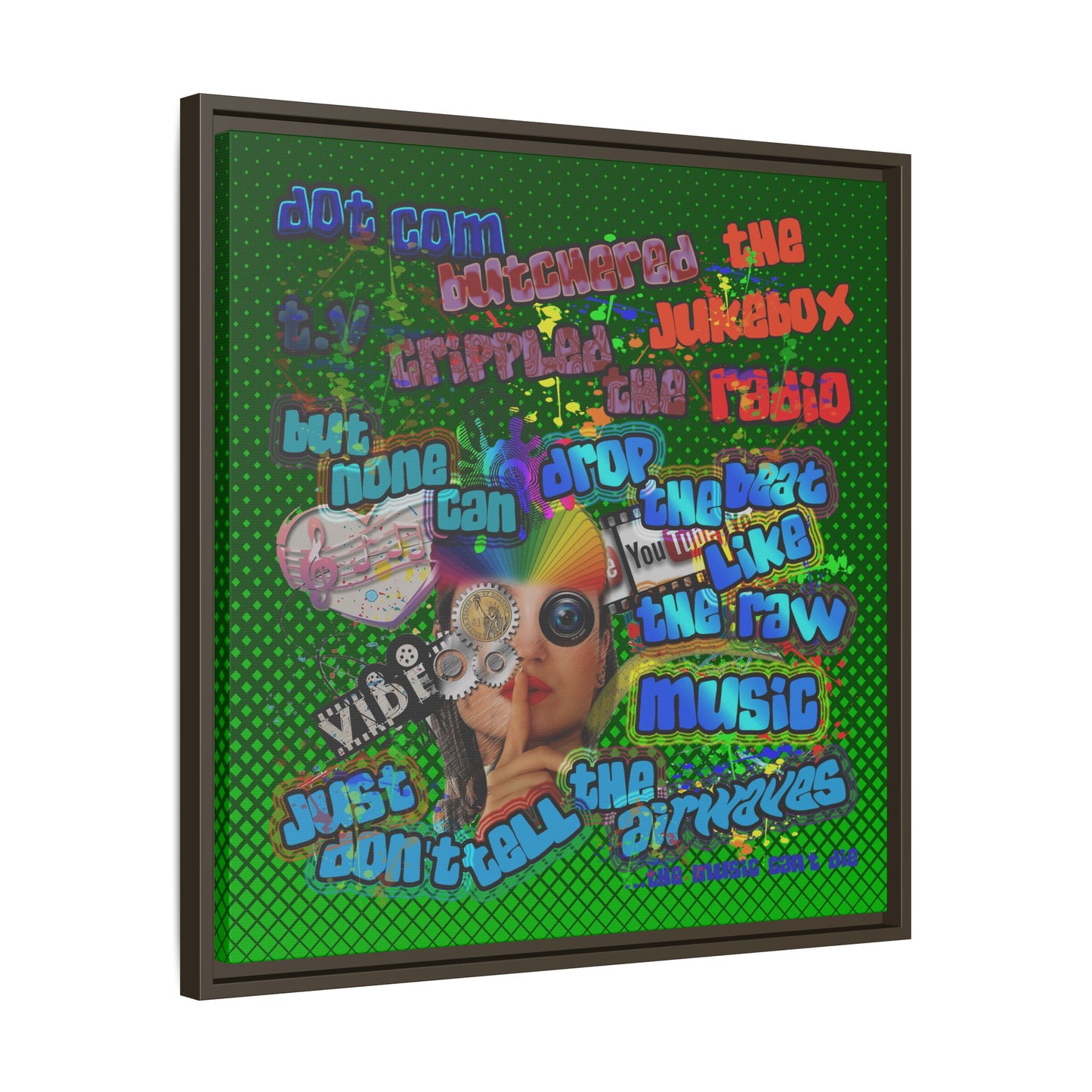 drop the beat - framed canvas art (logo green)