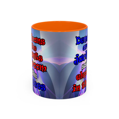 donkeys and elephants - Accent Mug (grey-pink wave)