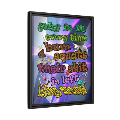 the bum's shit - framed canvas art (grey-pink wave)