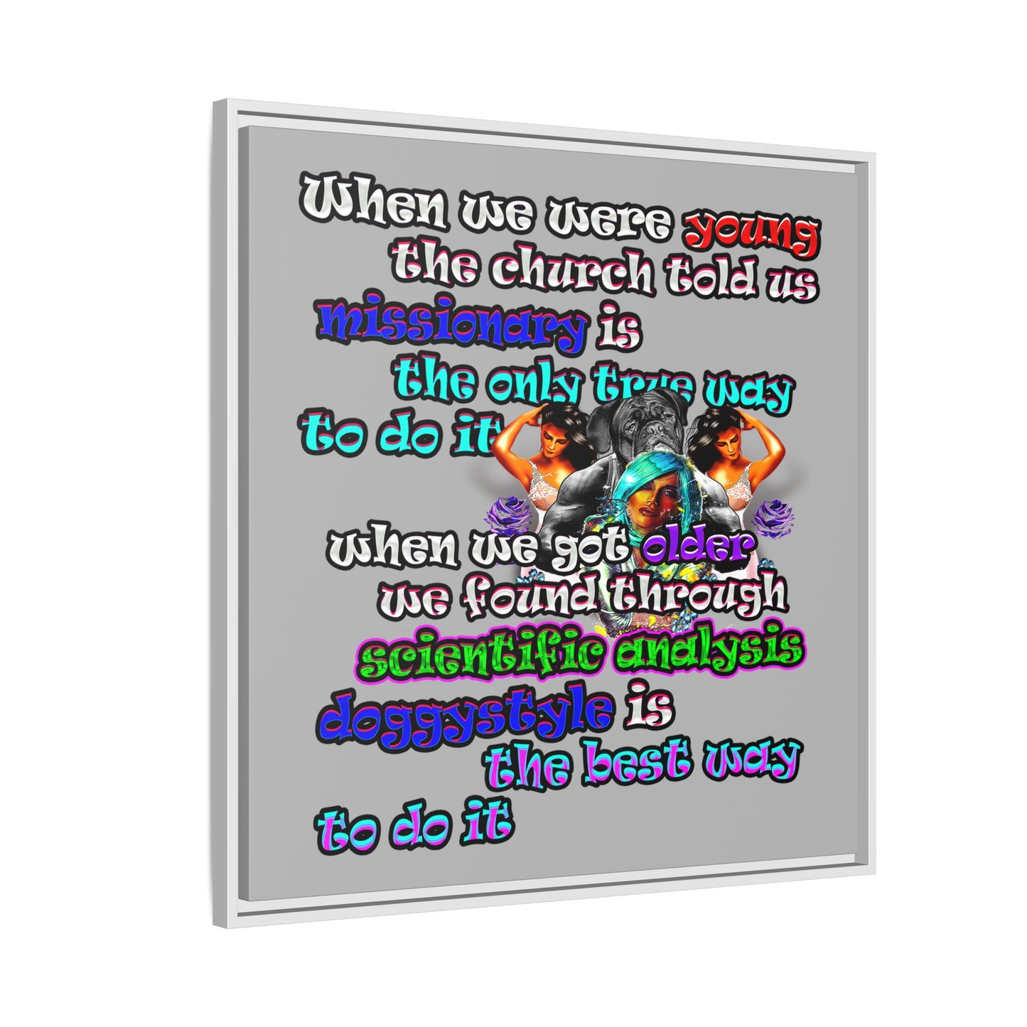 doggystyle - framed canvas art (light grey)