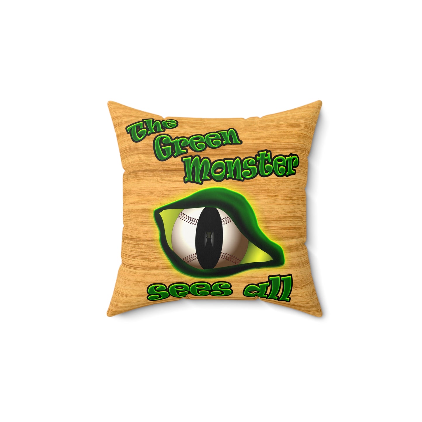 green monster - Faux Suede Square Pillow - (butterscotch wood finish)