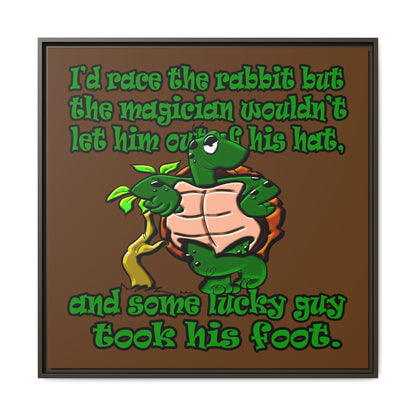 turtle race - framed canvas art (brown)