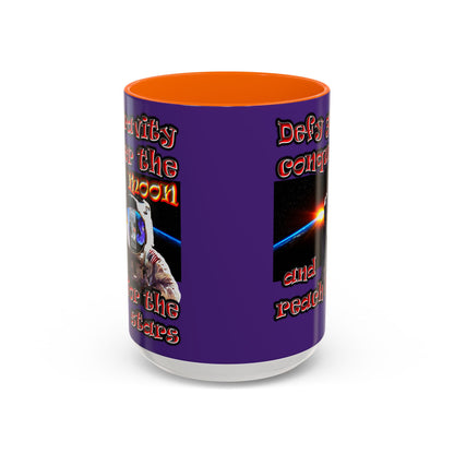 defy conquer reach - Accent Mug (purple)