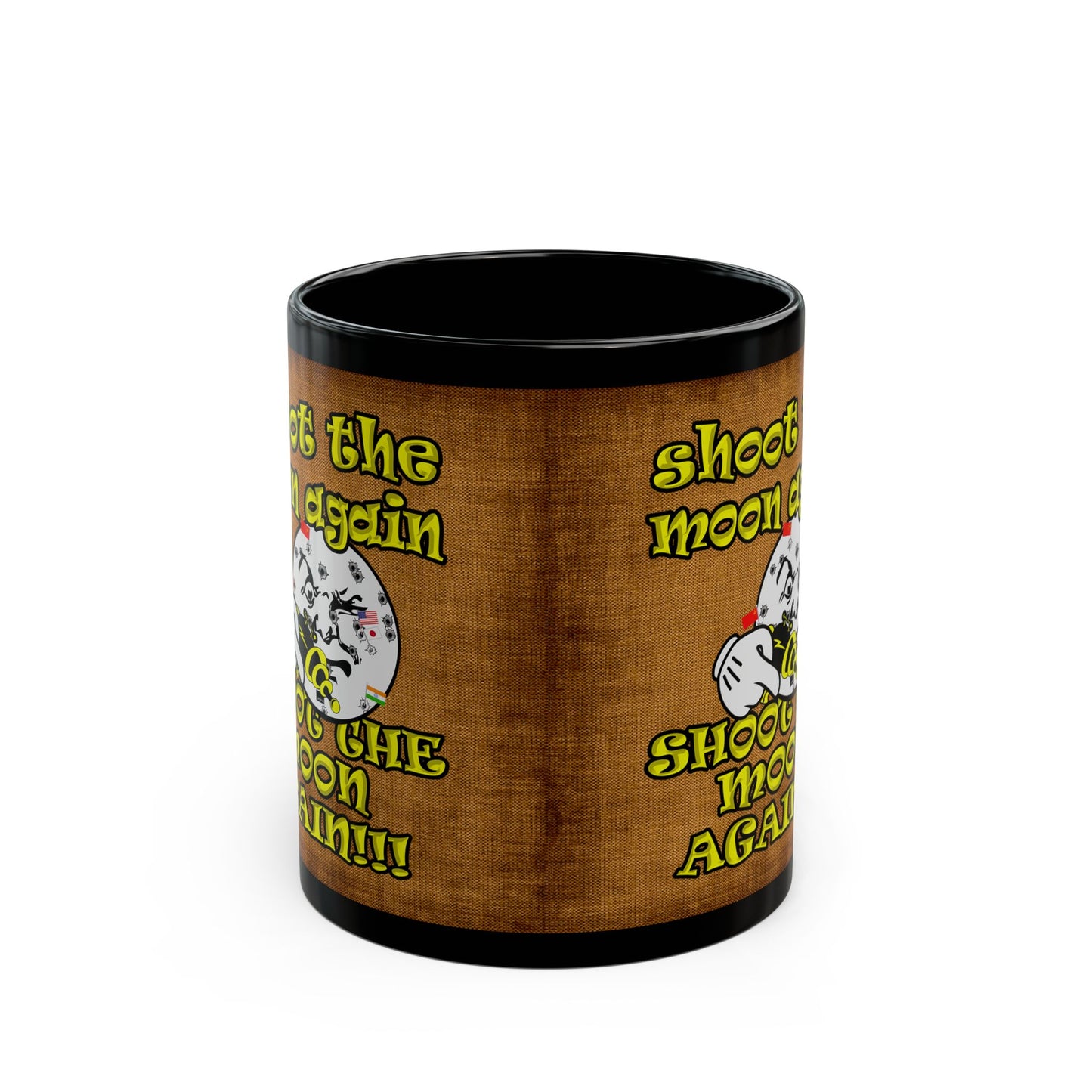 shoot the moon again - Black Mug (brown papyrus)